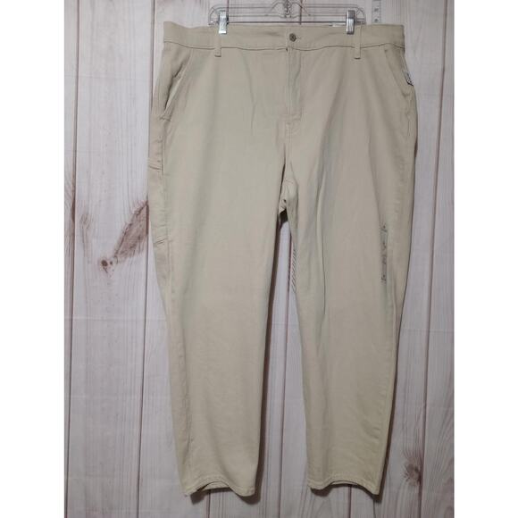 Old Navy Pants Womens 22 Beige Extra High-Rise Sky-Hi Straight Stretch Casual - Picture 1 of 11